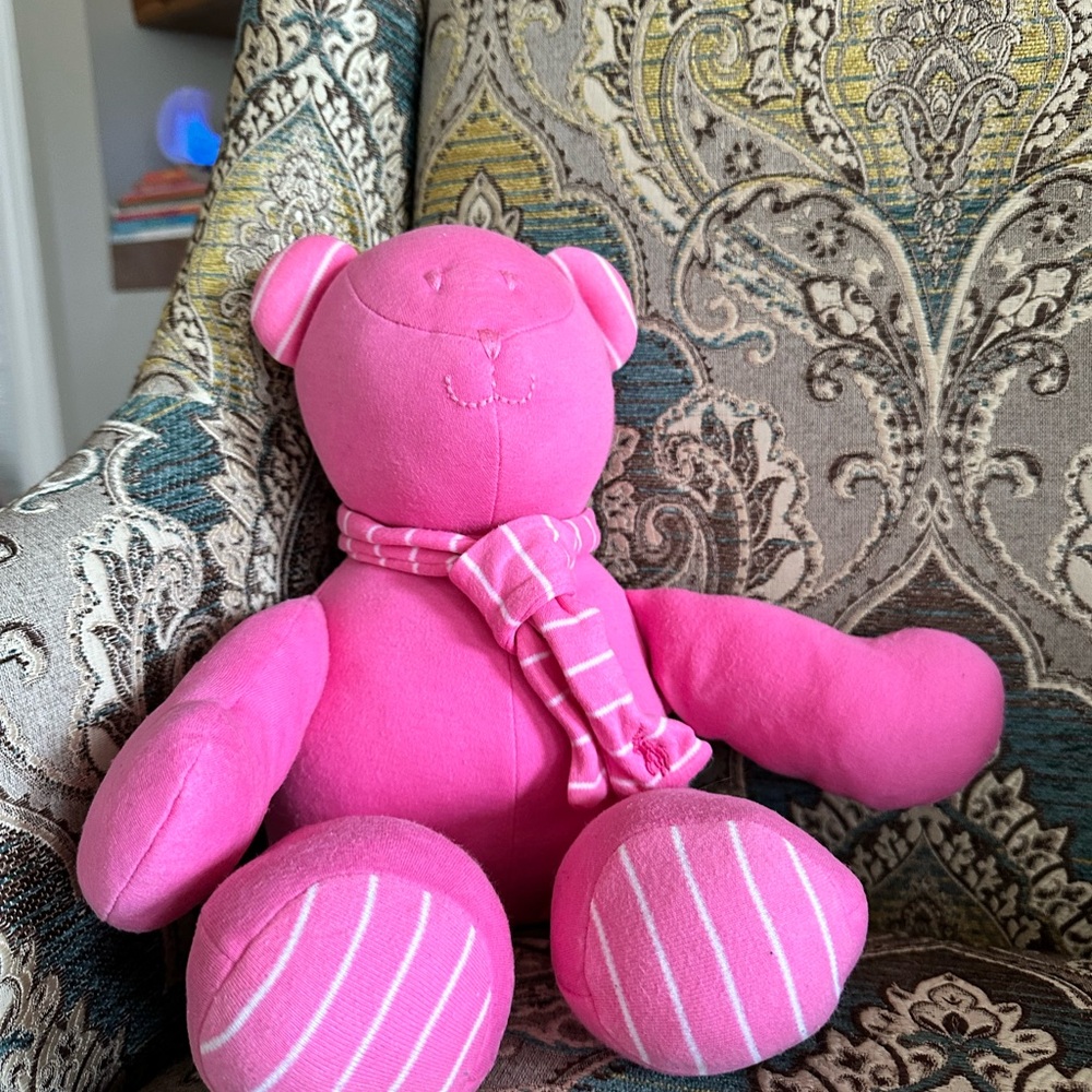 Polo by Ralph Lauren Kids | Iconic Pink Teddy Bear with Striped Details | Medium